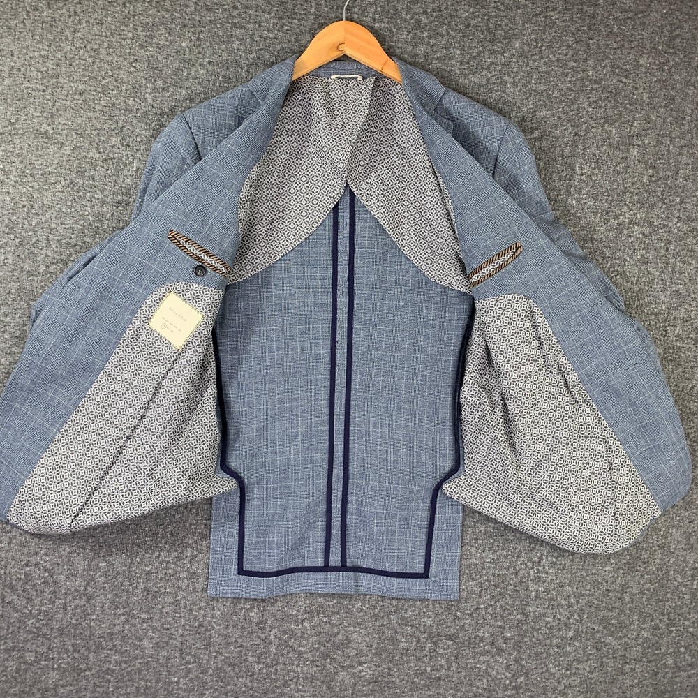 Billy Reid Blazer Men 40L Blue Windowpane Glen Check Sport Coat Unstructered - Picture 5 of 16